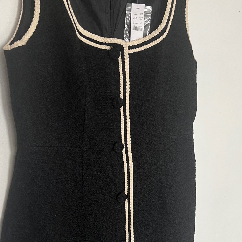 J. Crew Black Sleeveless Midi Dress with Cream Trim - Picture 4 of 7